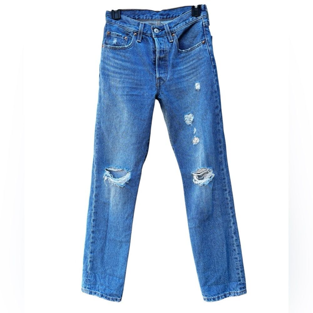 Levi's 501s Women’s 24x30 Distressed High Rise Straight Jeans